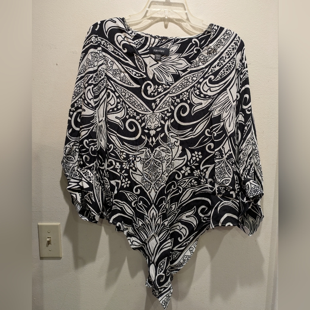 karen Kane Black and White Patterned Blouse Size Xlp